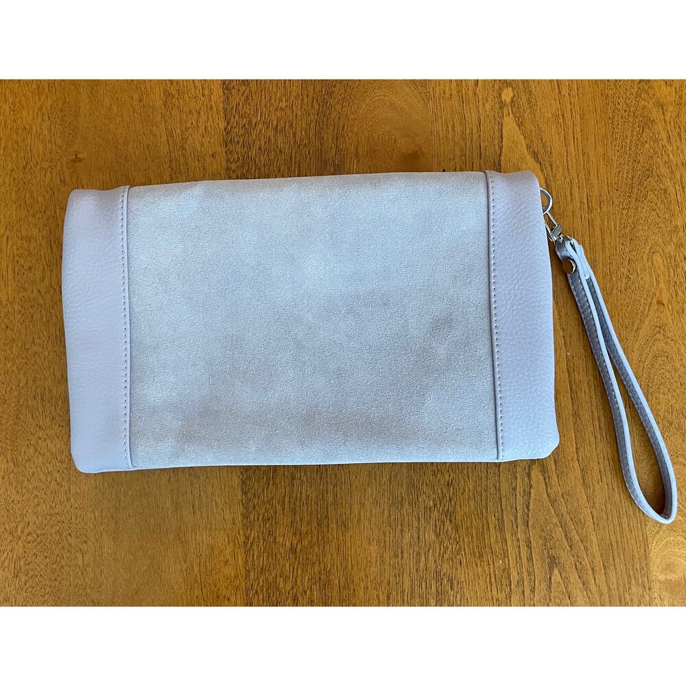 Lavender Suede Sole Society fold over clutch - wrist strap - lilac - purple - Picture 9 of 9